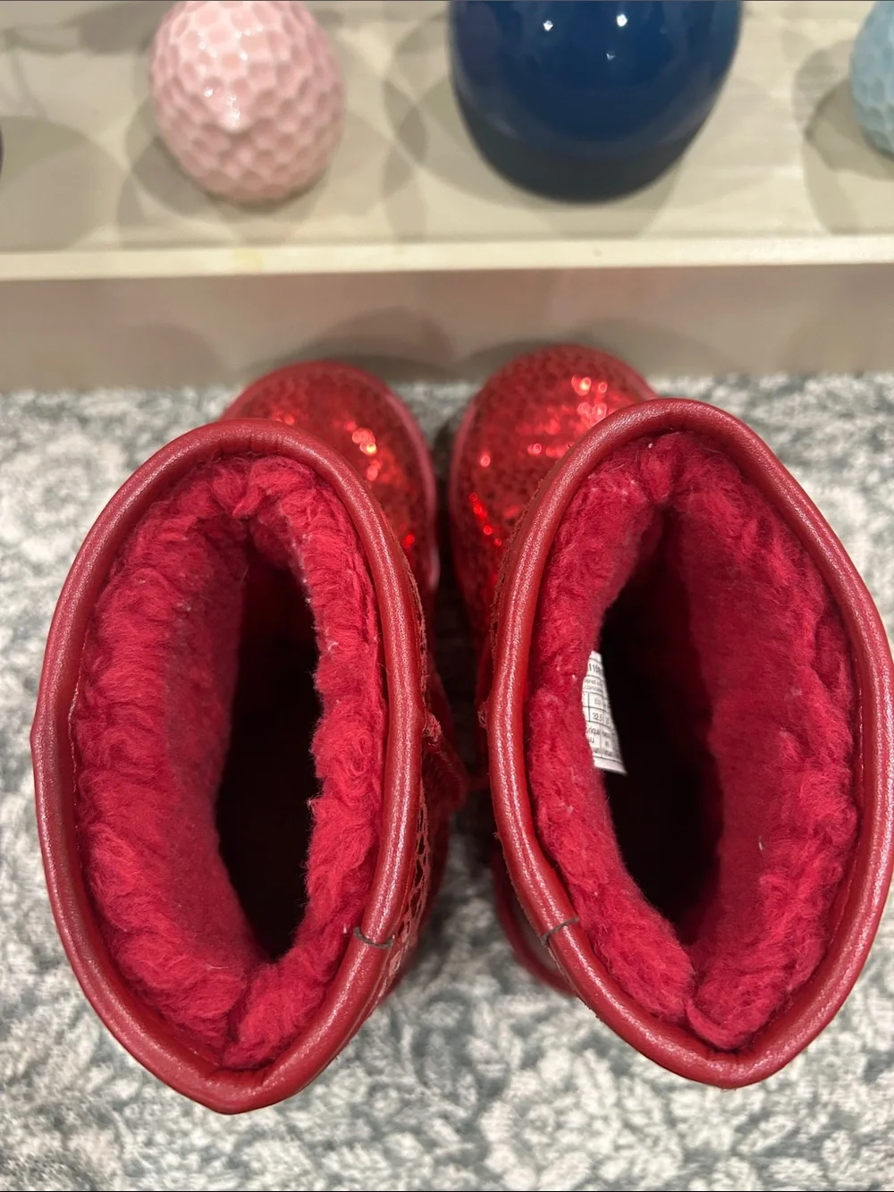 UGG Kids Red Glitter Cozy Booties